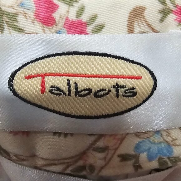 Vintage Talbots Pink Cream Paisley Boho Cropped Straight Leg Chino Pants Size - Picture 12 of 16